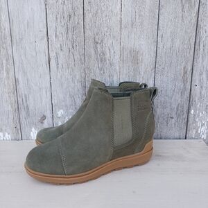 Sorel Evie II Chelsea Green‎ Boots Womens 6.5 Waterproof Shoe Snow Booties Suede